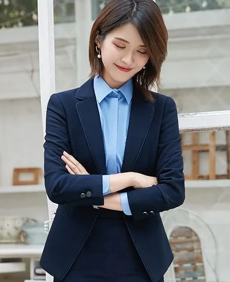 đồng phục công sở áo vest màu xanh navy lịch sự